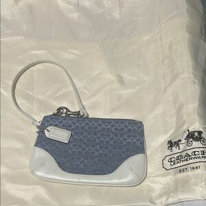 Coach Signature Blue and Cream Wristlet